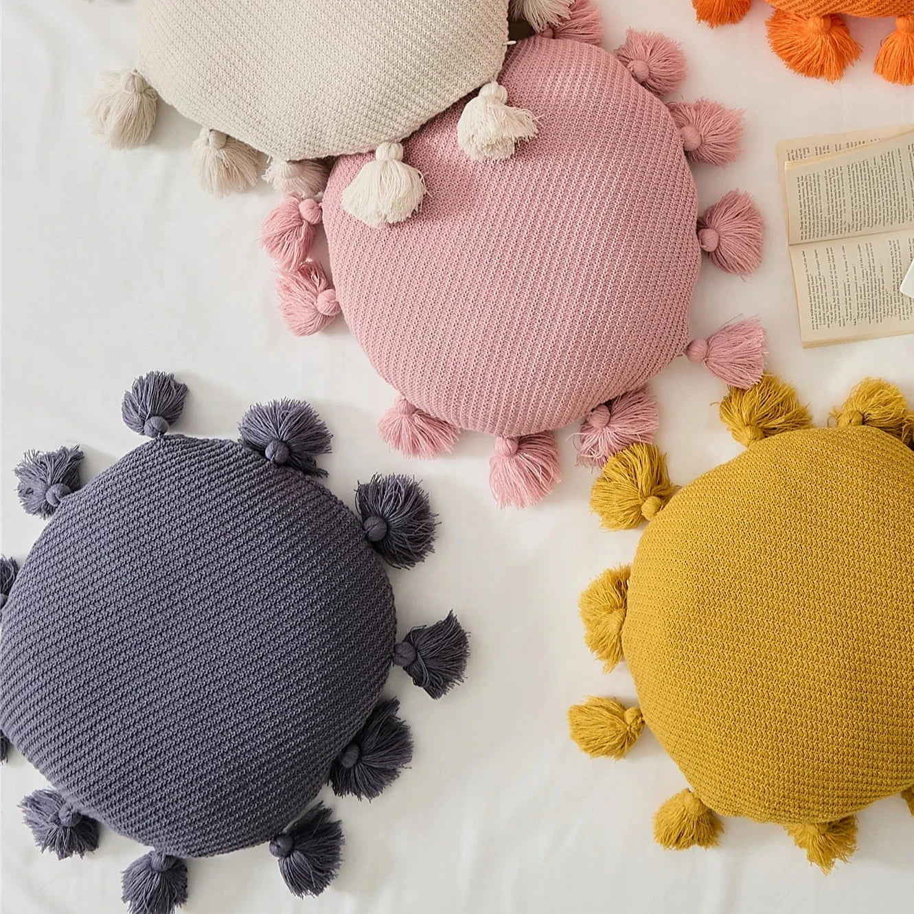 Boho Chic Tassel Round Seat Cushion