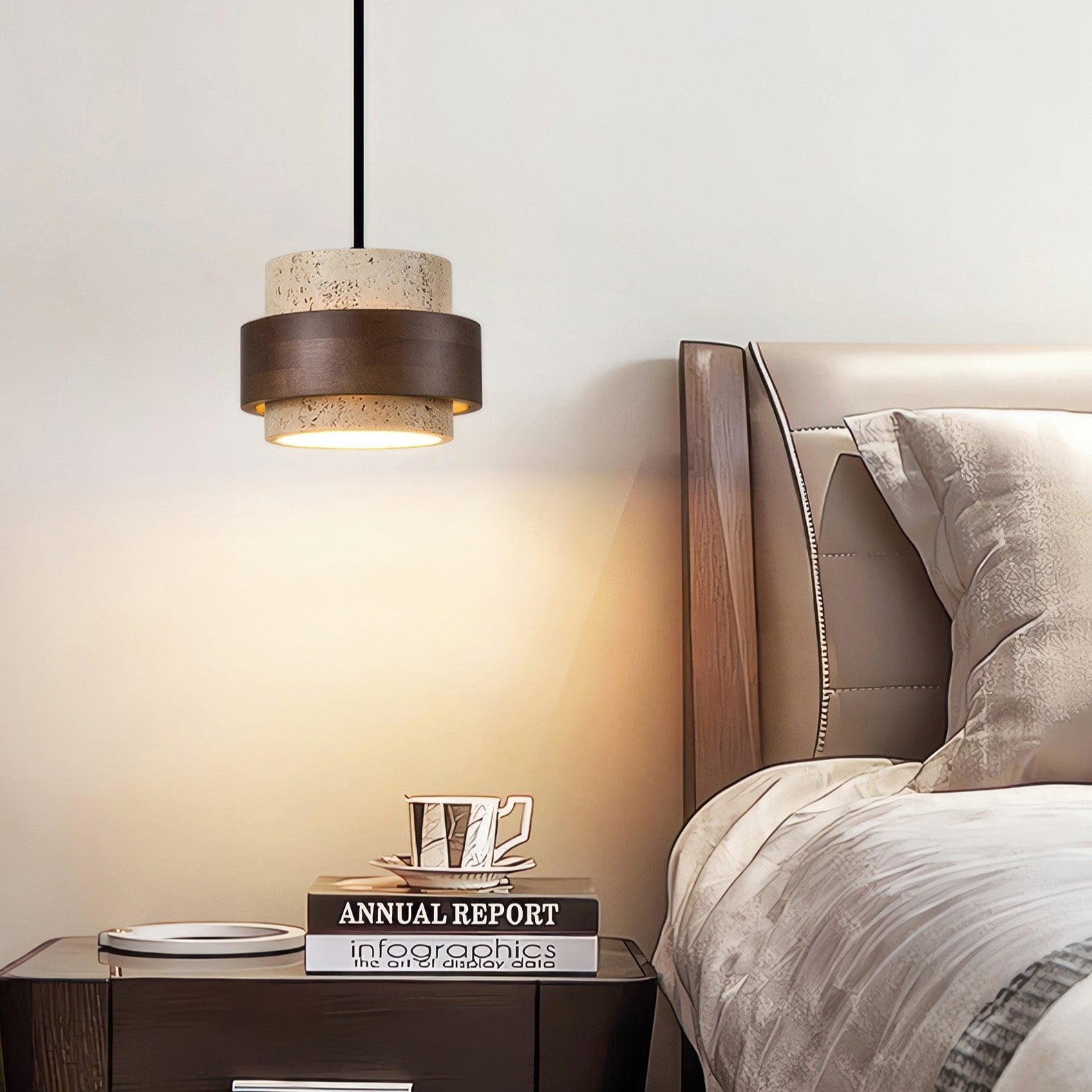 Retro-Inspired Stone Pendant Light