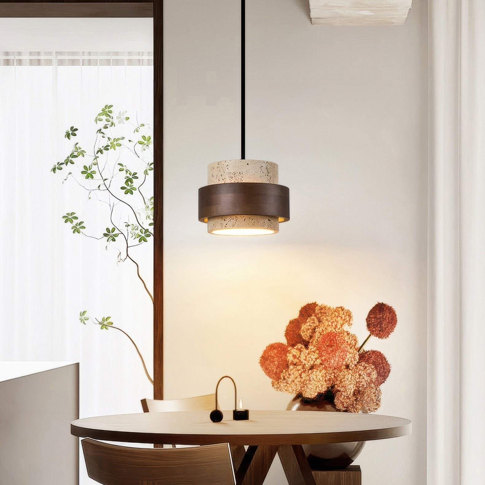 Retro-Inspired Stone Pendant Light