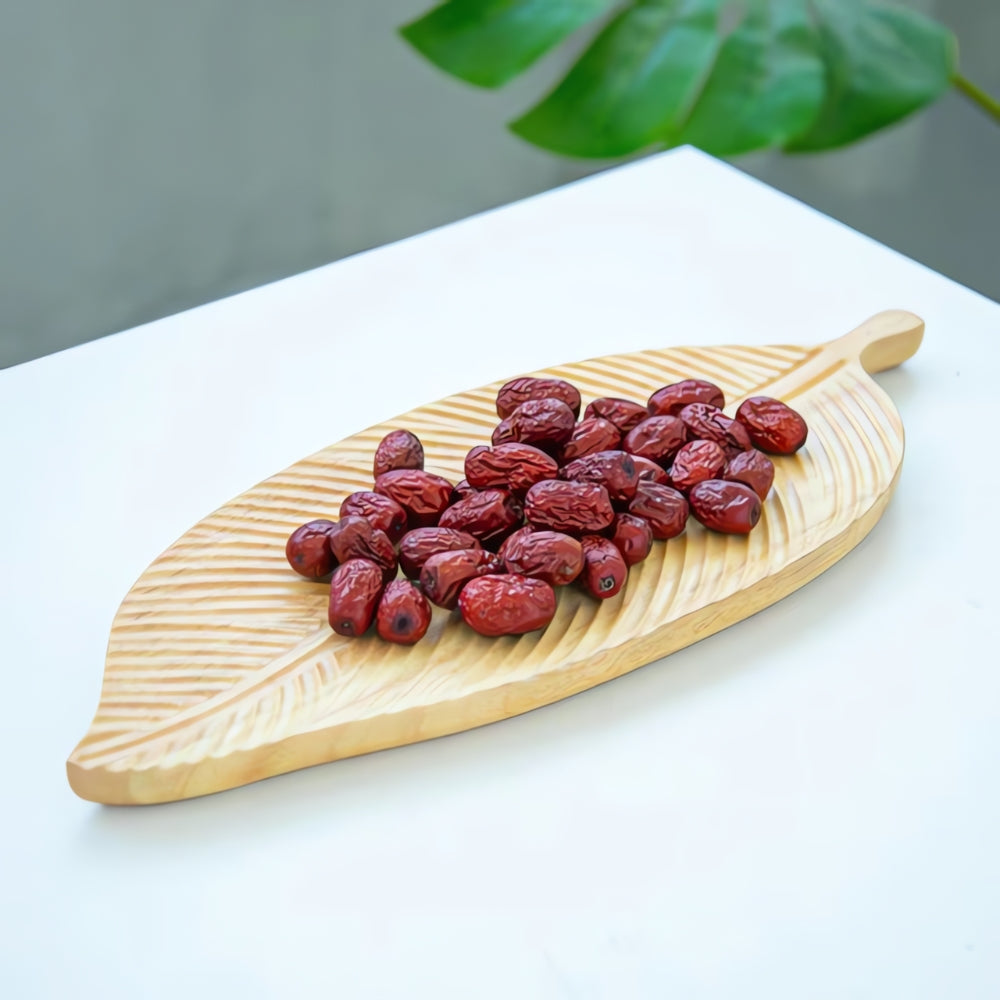 Timeless Leaf-Shape Wooden Serving Tray