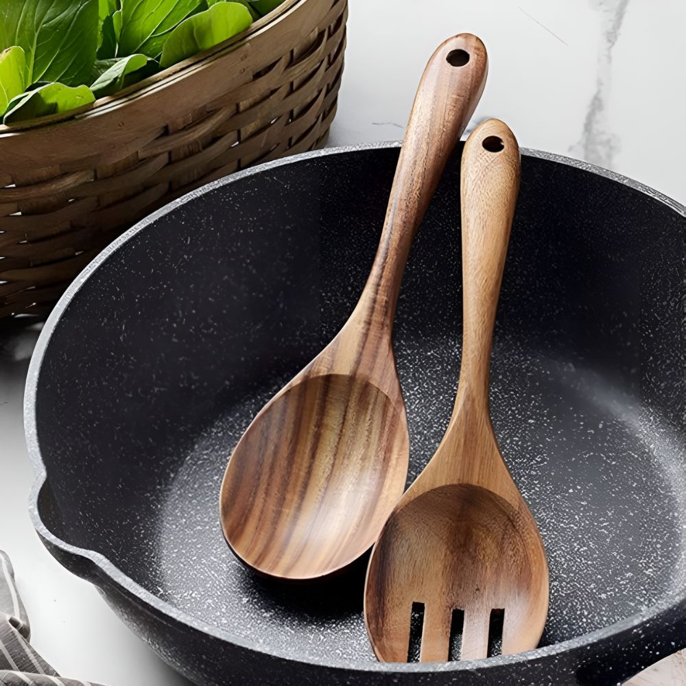 2-Piece Eco-Friendly Natural Wooden Luxe Serving Set