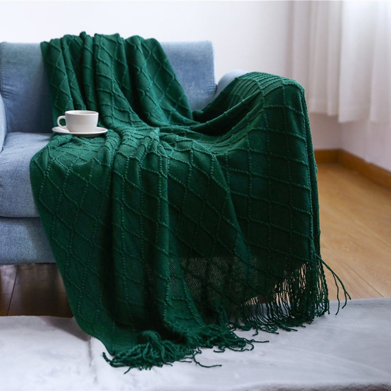Soft Boho Knitted Throw Blanket
