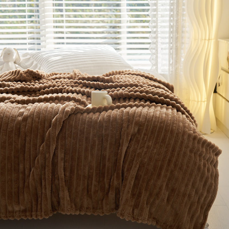 Soft Ribbed Coral Fleece Blanket