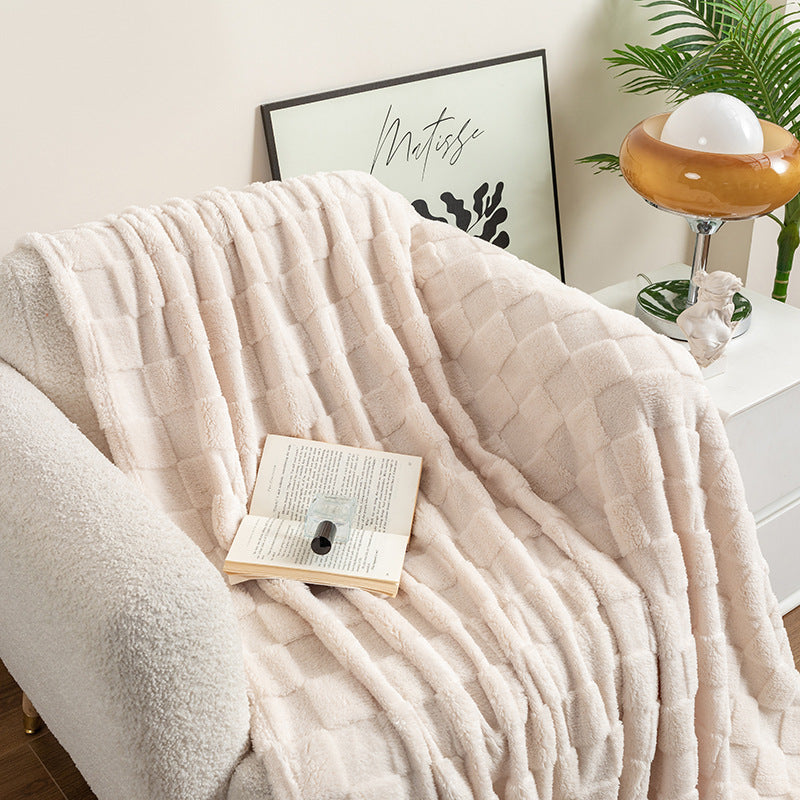 Soft Plaid Grid Blanket