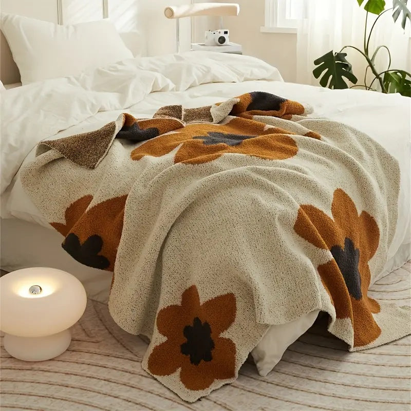 Floral Charm Knitted Blanket