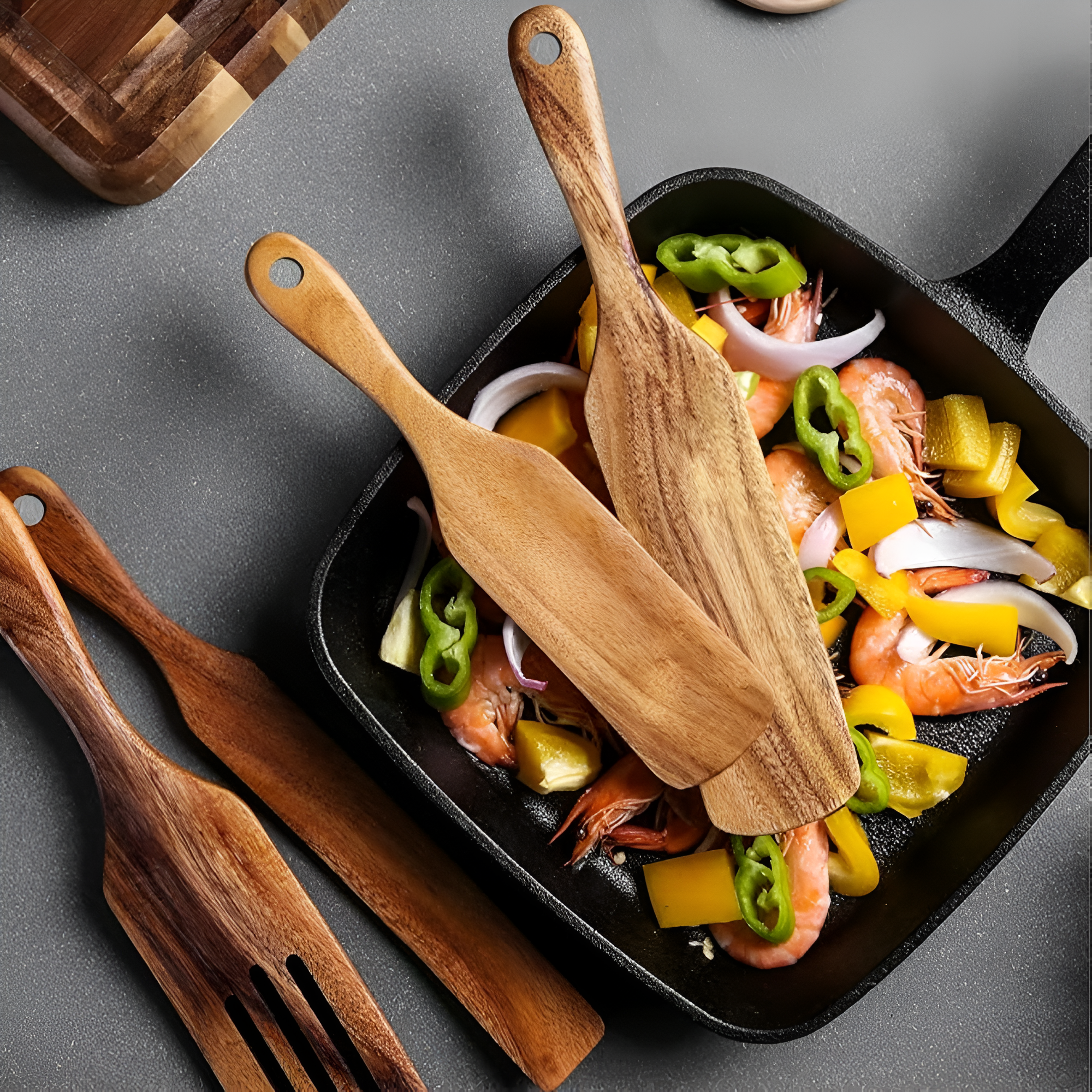 Deluxe Wooden Non-Stick Spatula Set